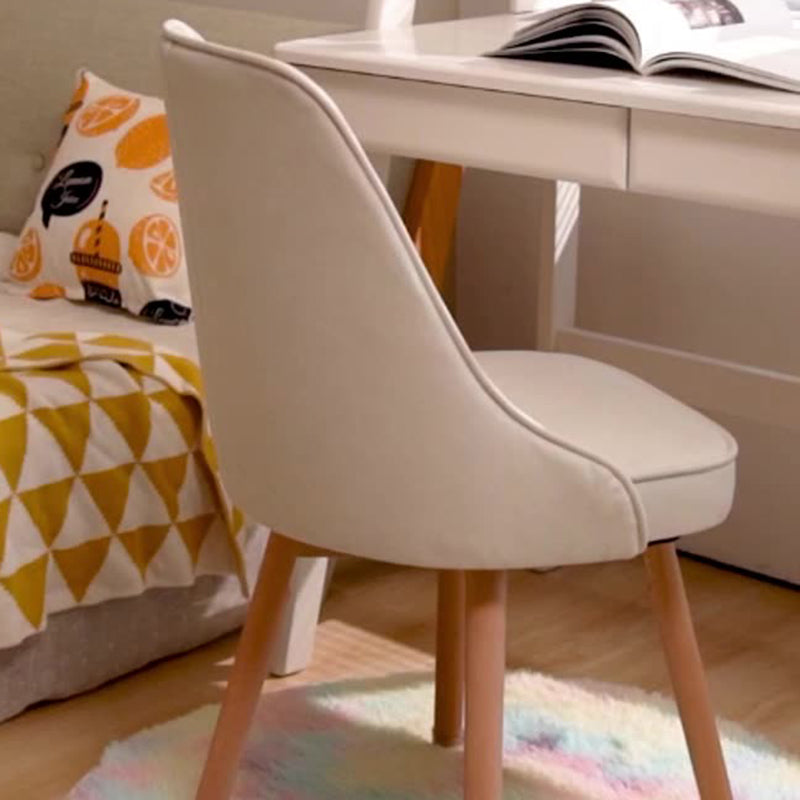 Modern Minimalist Square Curve Wood Fabric Leather Desk Chair Backrest For Home Office
