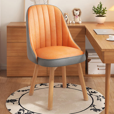 Modern Minimalist Square Curve Wood Fabric Leather Desk Chair Backrest For Home Office
