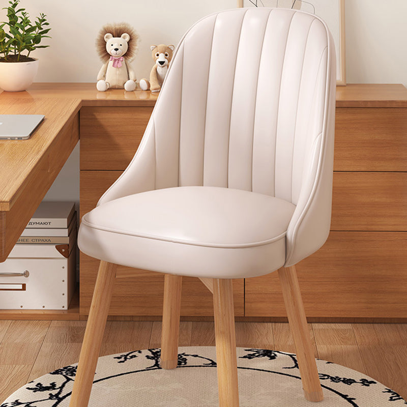 Modern Minimalist Square Curve Wood Fabric Leather Desk Chair Backrest For Home Office