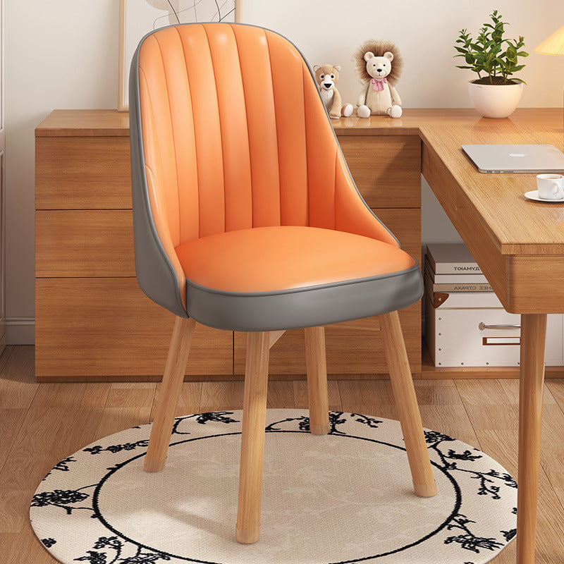 Modern Minimalist Square Curve Wood Fabric Leather Desk Chair Backrest For Home Office