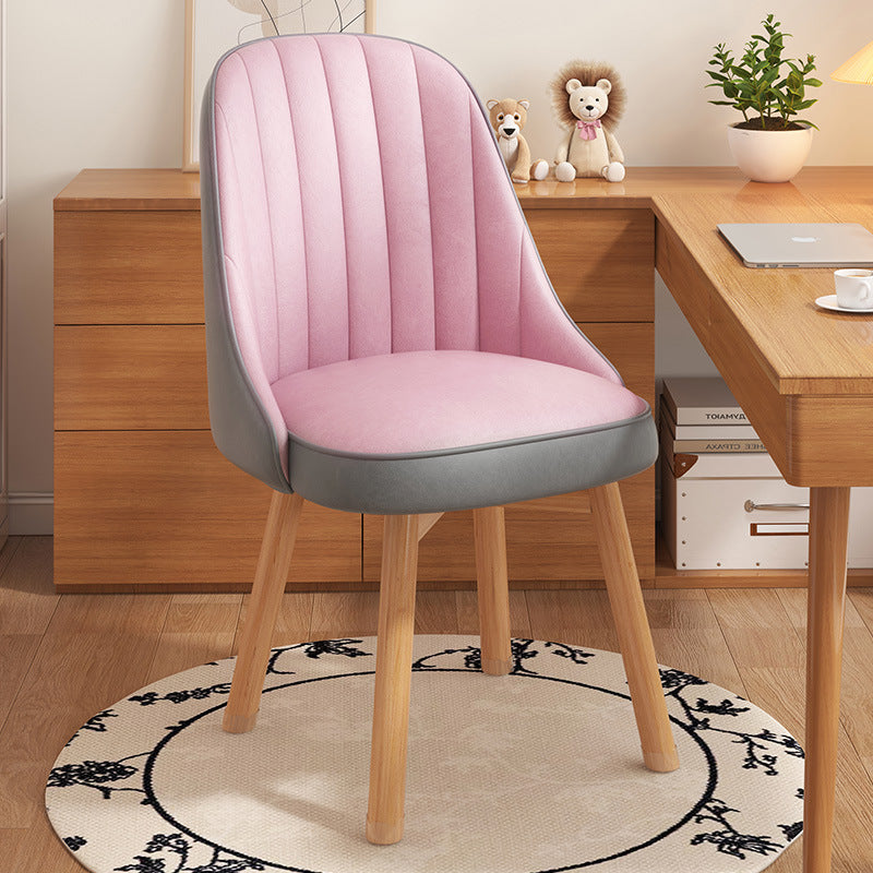 Modern Minimalist Square Curve Wood Fabric Leather Desk Chair Backrest For Home Office