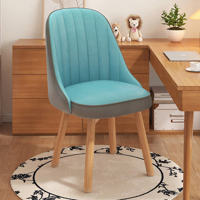 Modern Minimalist Square Curve Wood Fabric Leather Desk Chair Backrest For Home Office