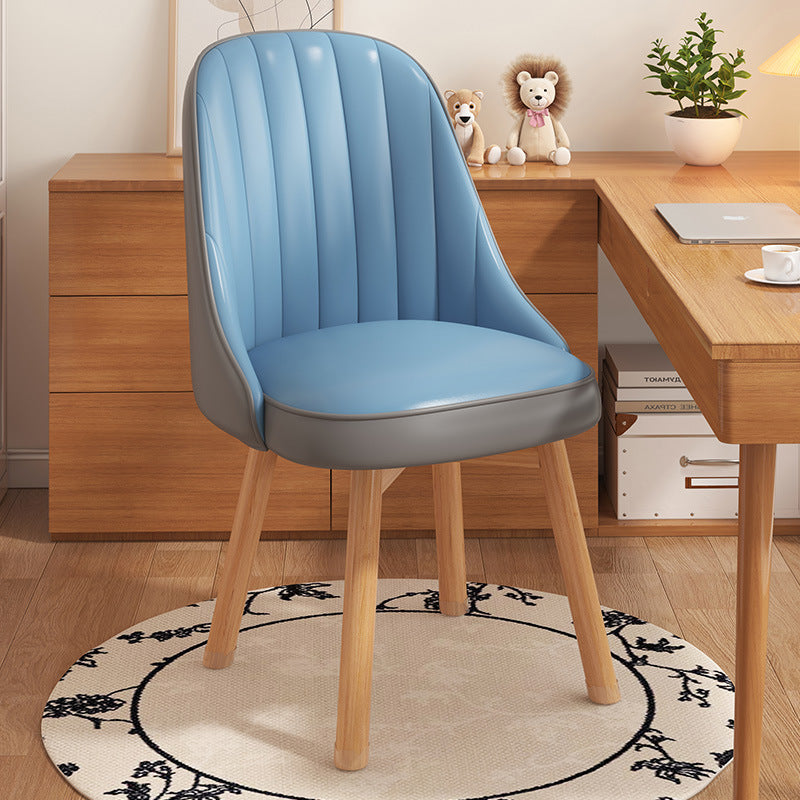 Modern Minimalist Square Curve Wood Fabric Leather Desk Chair Backrest For Home Office
