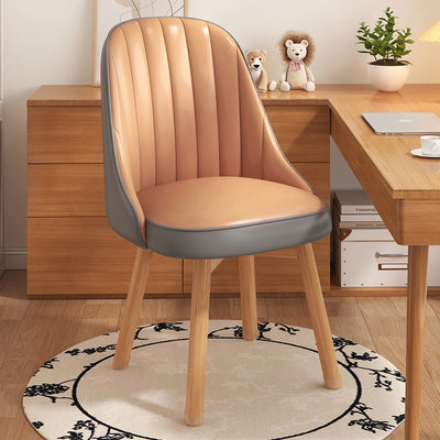 Modern Minimalist Square Curve Wood Fabric Leather Desk Chair Backrest For Home Office