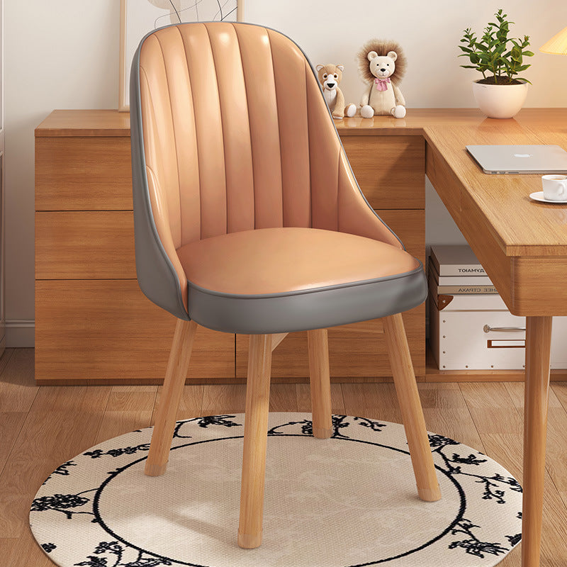 Modern Minimalist Square Curve Wood Fabric Leather Desk Chair Backrest For Home Office