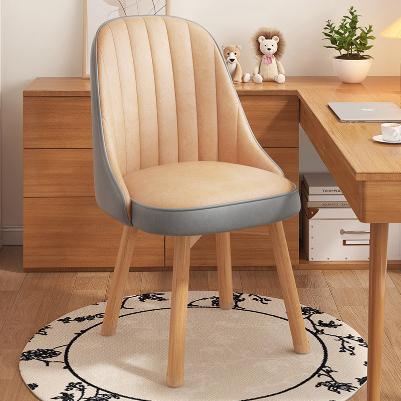 Modern Minimalist Square Curve Wood Fabric Leather Desk Chair Backrest For Home Office
