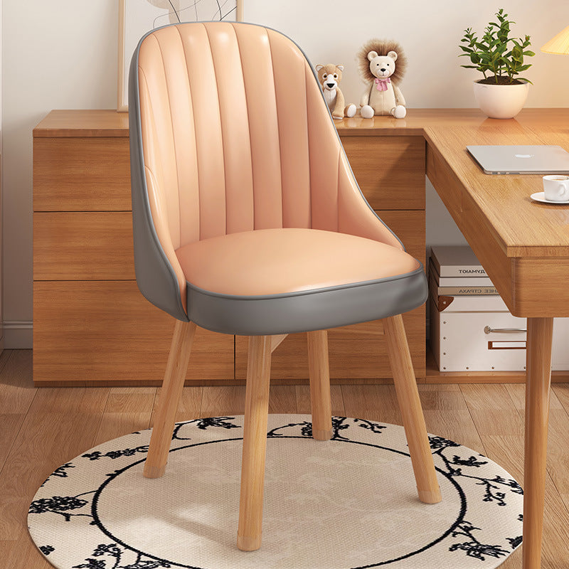 Modern Minimalist Square Curve Wood Fabric Leather Desk Chair Backrest For Home Office