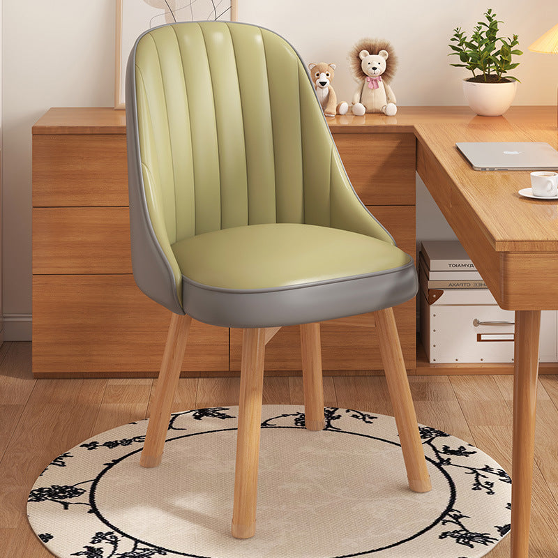 Modern Minimalist Square Curve Wood Fabric Leather Desk Chair Backrest For Home Office