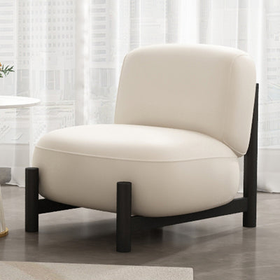 Modern Minimalist Cream Square Metal Velvet Lounge Chair Backrest For Living Room