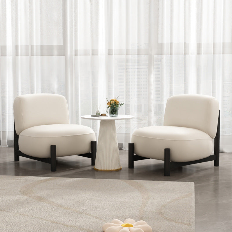 Modern Minimalist Cream Square Metal Velvet Lounge Chair Backrest For Living Room