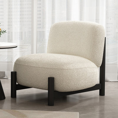 Modern Minimalist Cream Square Metal Velvet Lounge Chair Backrest For Living Room