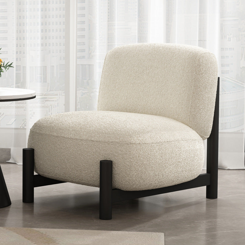 Modern Minimalist Cream Square Metal Velvet Lounge Chair Backrest For Living Room
