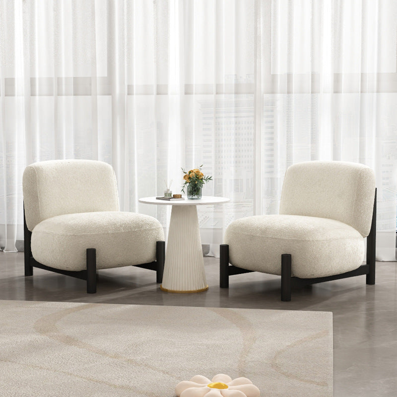 Modern Minimalist Cream Square Metal Velvet Lounge Chair Backrest For Living Room
