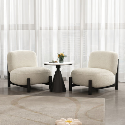 Modern Minimalist Cream Square Metal Velvet Lounge Chair Backrest For Living Room