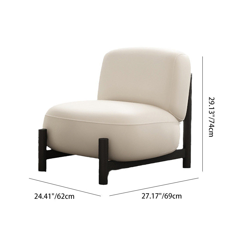 Modern Minimalist Cream Square Metal Velvet Lounge Chair Backrest For Living Room
