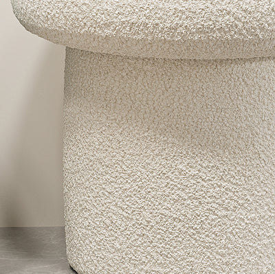 Contemporary Scandinavian Creative Mushroom Round Cylinder Wood Lambswool Vanity Stool For Bedroom
