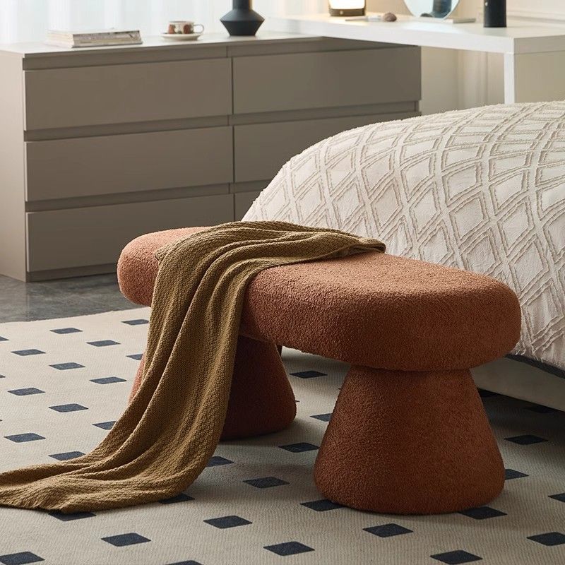 Contemporary Nordic Rectangle Wood Fabric Bench Chair For Bedroom