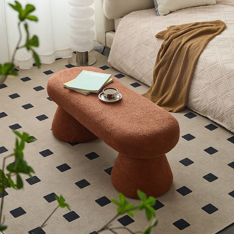 Contemporary Nordic Rectangle Wood Fabric Bench Chair For Bedroom