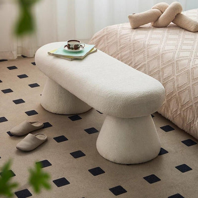 Contemporary Nordic Rectangle Wood Fabric Bench Chair For Bedroom