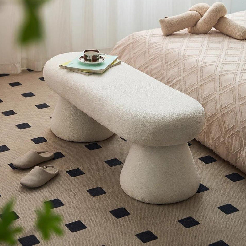 Contemporary Nordic Rectangle Wood Fabric Bench Chair For Bedroom