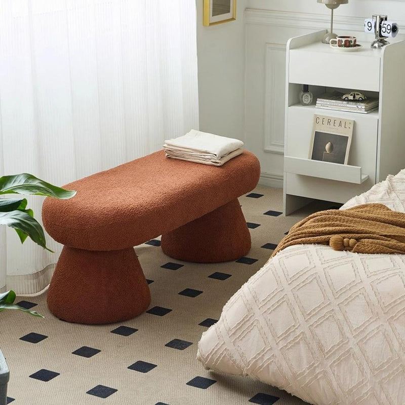 Contemporary Nordic Rectangle Wood Fabric Bench Chair For Bedroom
