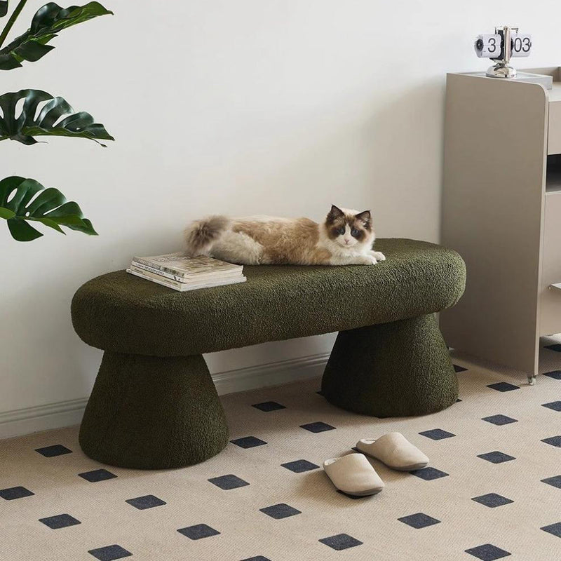Contemporary Nordic Rectangle Wood Fabric Bench Chair For Bedroom