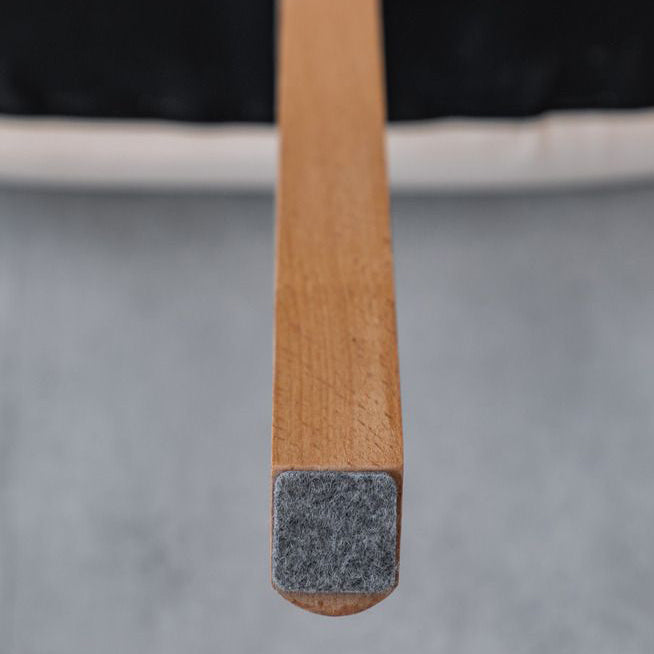 Modern Minimalist Rotatable Square Curve Wood Leather Dining Chair Backrest Armrest For Dining Room