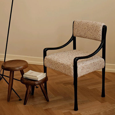 Modern Mid-Century Square Rectangle Ash Wood Fabric Chair Backrest Armrest For Living Room