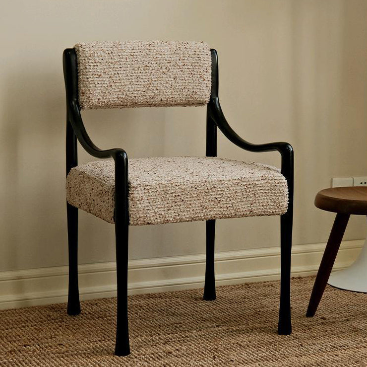 Modern Mid-Century Square Rectangle Ash Wood Fabric Chair Backrest Armrest For Living Room