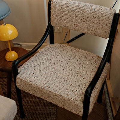 Modern Mid-Century Square Rectangle Ash Wood Fabric Chair Backrest Armrest For Living Room
