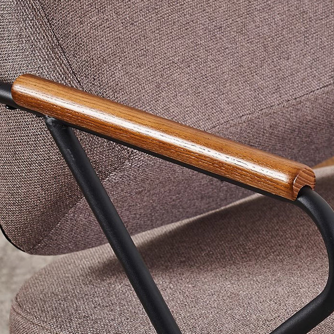 Contemporary Scandinavian Square Metal Leather Accent Chair Backrest Armrest For Living Room