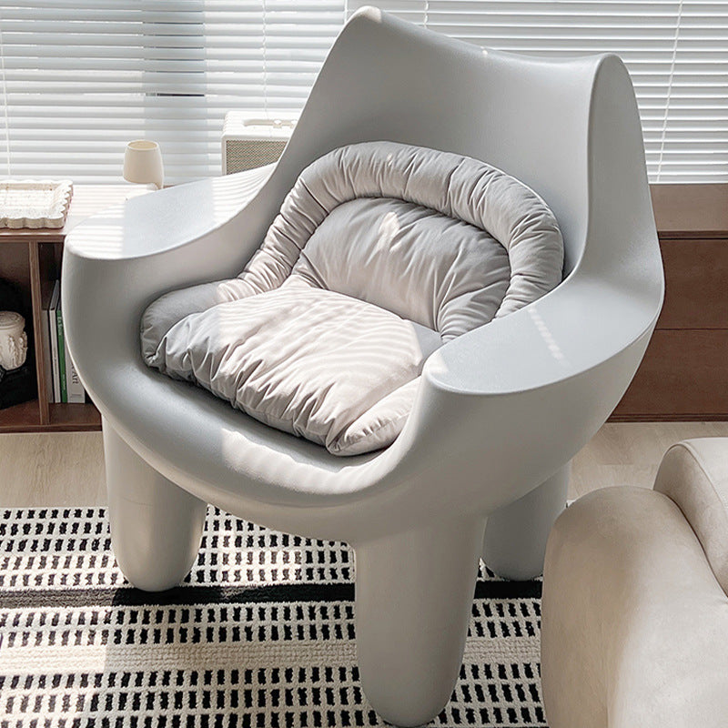 Contemporary Scandinavian Cream Square Oval PE Accent Chair Backrest Armrest For Living Room