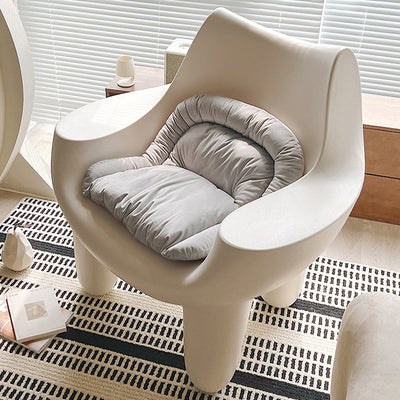 Contemporary Scandinavian Cream Square Oval PE Accent Chair Backrest Armrest For Living Room