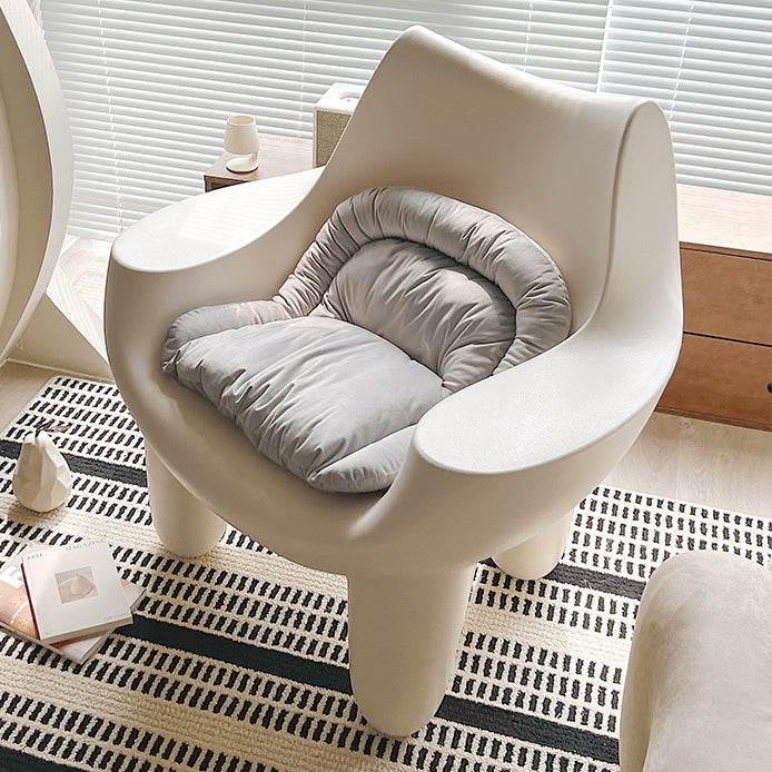 Contemporary Scandinavian Cream Square Oval PE Accent Chair Backrest Armrest For Living Room