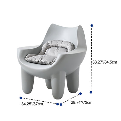 Contemporary Scandinavian Cream Square Oval PE Accent Chair Backrest Armrest For Living Room