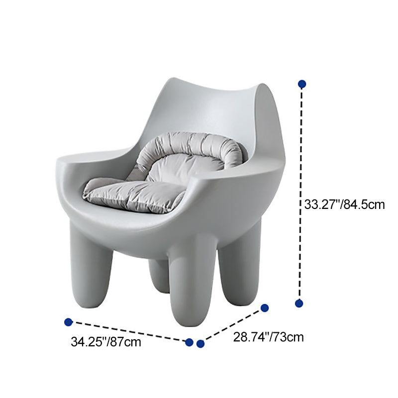 Contemporary Scandinavian Cream Square Oval PE Accent Chair Backrest Armrest For Living Room