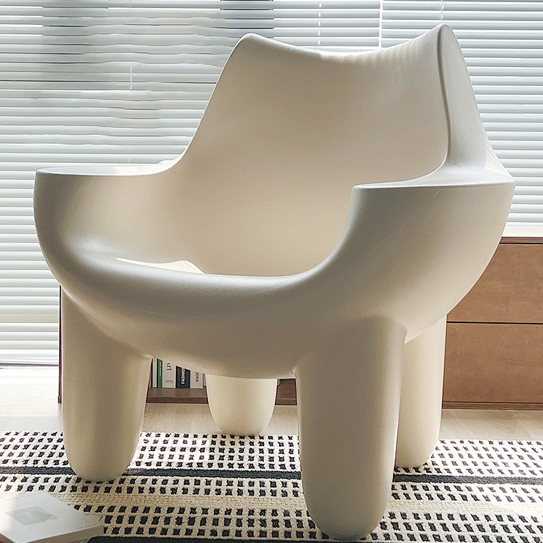Contemporary Scandinavian Cream Square Oval PE Accent Chair Backrest Armrest For Living Room