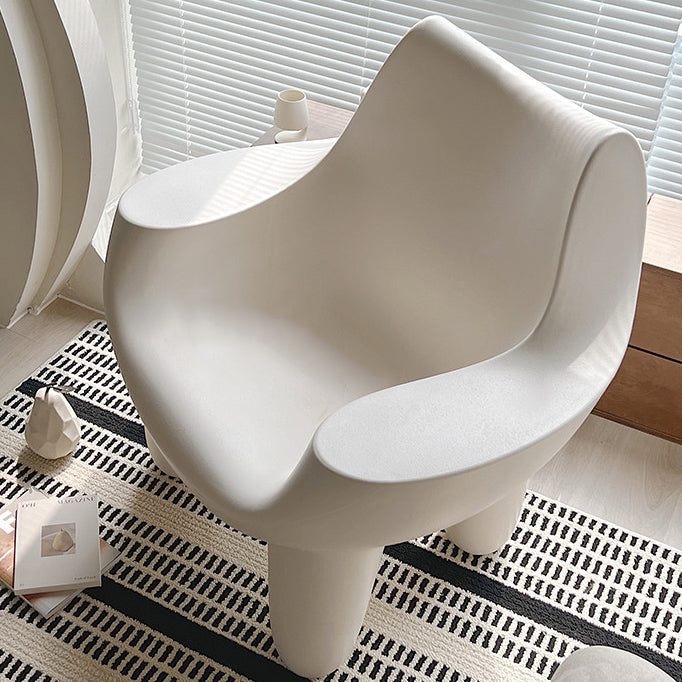 Contemporary Scandinavian Cream Square Oval PE Accent Chair Backrest Armrest For Living Room