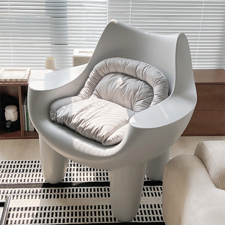 Contemporary Scandinavian Cream Square Oval PE Accent Chair Backrest Armrest For Living Room