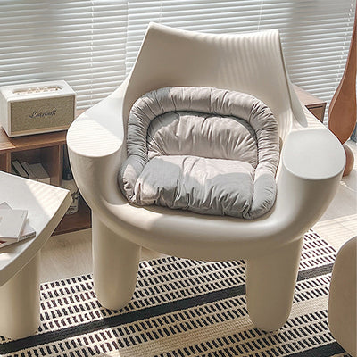 Contemporary Scandinavian Cream Square Oval PE Accent Chair Backrest Armrest For Living Room