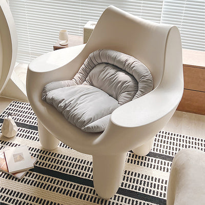 Contemporary Scandinavian Cream Square Oval PE Accent Chair Backrest Armrest For Living Room