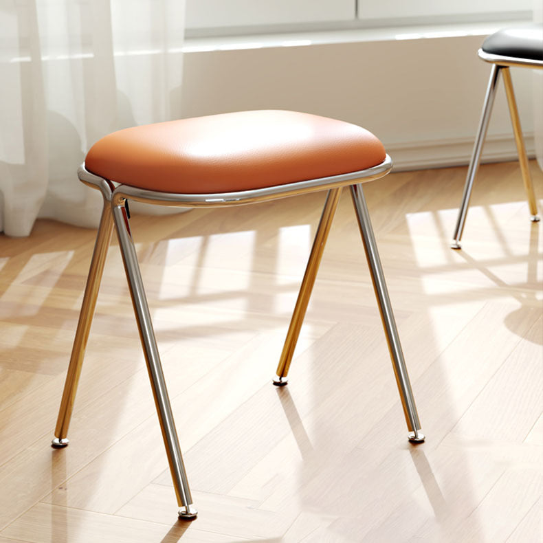Modern Minimalist Rectangle Stainless Steel PU Leather Chair For Living Room