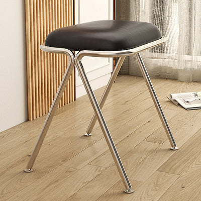 Modern Minimalist Rectangle Stainless Steel PU Leather Chair For Living Room