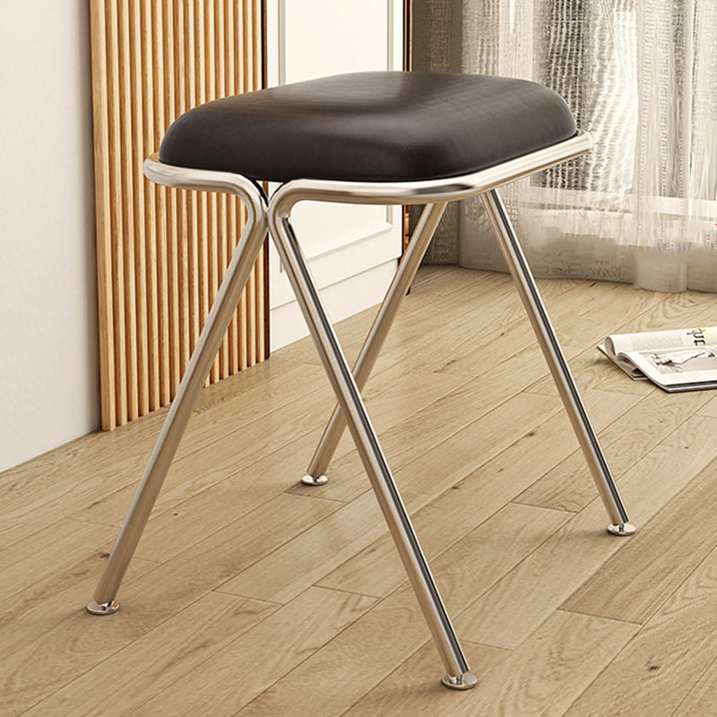 Modern Minimalist Rectangle Stainless Steel PU Leather Chair For Living Room