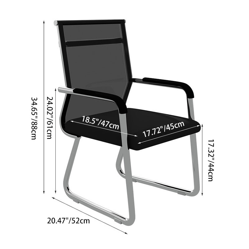 Modern Minimalist Rectangle Stainless Steel Mesh Desk Chair Backrest Armrest For Home Office