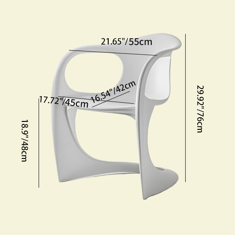 Contemporary Scandinavian Curve PP Dining Chair Backrest Armrest For Dining Room