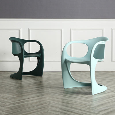Contemporary Scandinavian Curve PP Dining Chair Backrest Armrest For Dining Room