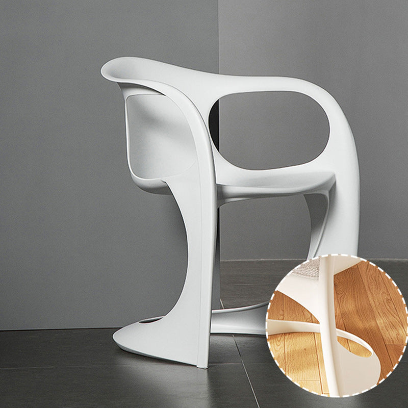 Contemporary Scandinavian Curve PP Dining Chair Backrest Armrest For Dining Room