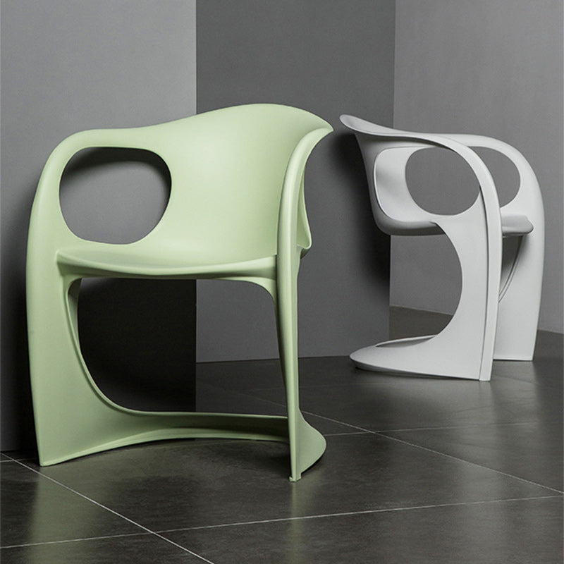Contemporary Scandinavian Curve PP Dining Chair Backrest Armrest For Dining Room