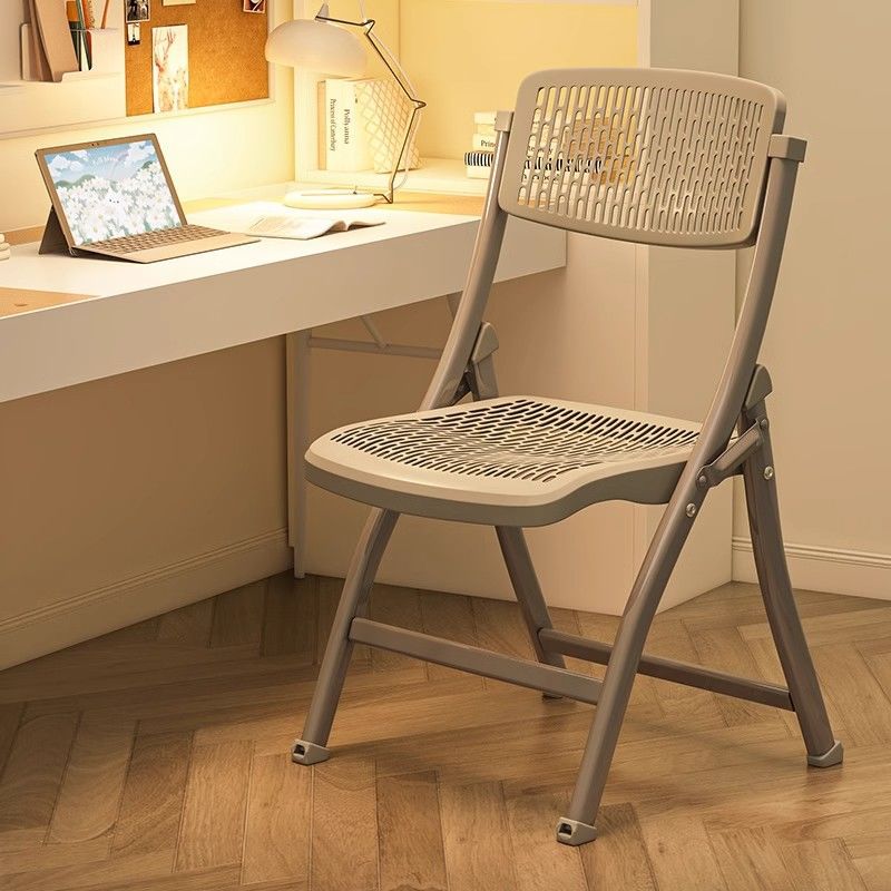 Modern Minimalist Foldable Square Rectangle PP Stainless Steel Desk Chair Backrest Armrest For Home Office